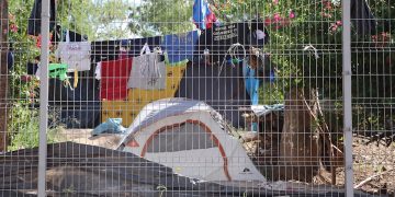Fotografía de un campamento de migrantes el 23 de octubre de 2020, en la ciudad de Matamoros, en el estado de Tamaulipas (México). Foto: Abraham Pineda-Jacome / EFE.