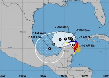 Cono de trayectoria de la tormenta tropical Ganma. Infografía: nhc.noaa.gov/Twitter.
