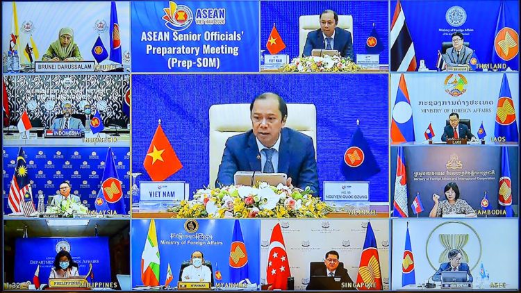 Cumbre virtual de los cancilleres de la Asociación de Naciones del Sudeste Asiático (Asean). Foto: ASEAN2020VN / Twitter.