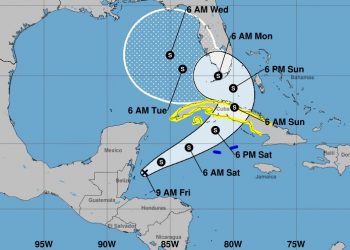 Cono de la posible trayectoria de depresión tropical Eta. Infografía: nhc.noaa.gov