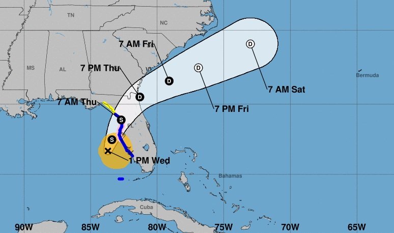 Cono de la posible trayectoria de tormenta tropical Eta, según los pronósticos meteorológicos del miércoles 11 de noviembre de 2020 a las 1:00 PM (hora de Cuba). Infografía: nhc.noaa.gov