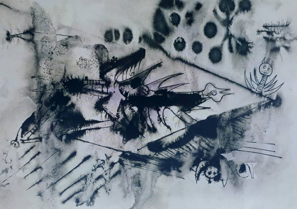 Figures (1947) Ink wash and watercolor