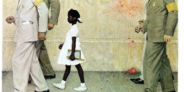 "The problem we all live with" es una pintura del artista estadounidense  Norman Rockwell de 1964. Inspirada en la experiencia de Ruby Briges, primera niña negra en asistir a una escuela "de blancos" en EEUU (New Orleans, 1960). A pesar de que la Corte Suprema había declarado ilegal la segregación desde 1954, el racismo imperante había hecho imposible que las niñas y niños negros asistieran a escuelas donde solo estudiaban blancos. Ruby Briges estuvo un año asistiendo sola a clases, el primer día fue escoltada por agentes federales entre protestas de la comunidad blanca.