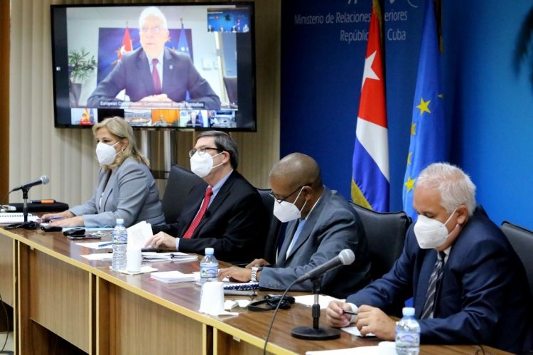 III Consejo Conjunto entre Cuba y la Unión Europea (UE), celebrado en formato virtual el miércoles 20 de enero de 2021. Foto: @CubaMINREX / Twitter.