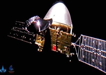 Sonda Tianwen-1 en camino a Marte. Foto: CNSA, vía AP/ Archivo.