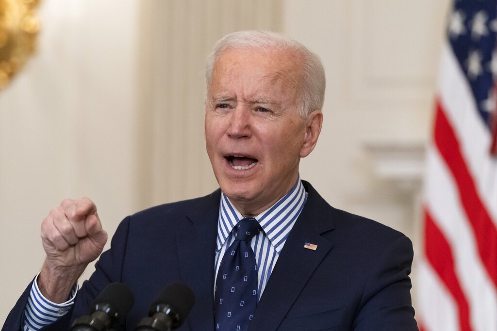 El presidente estadounidense Joe Biden en la Casa Blanca, en Washington el 6 de marzo del 2021. Foto: AP/Alex Brandon.