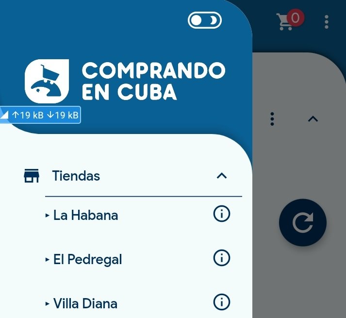 Captura de pantalla de la app Comprando en Cuba, que permite hacer compras en las tiendas virtuales cubanas.