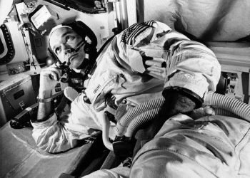 Michael Collins durante la orbita en la Luna. | Foto: NASA