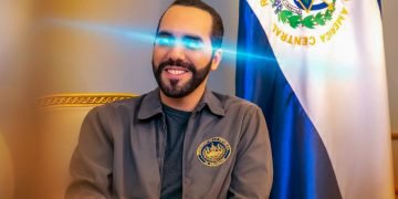 El presidente de El Salvador luce ojos de láser en su cuenta oficial de Twitter, un gesto ampliamente extendido en la comunidad de bitcoiners. Foto: @nayibbukele/Twitter.