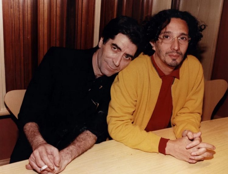 Sabina y Páez durante las grabaciones del disco "Enemigos íntimos", 1998, vía: Clarín.