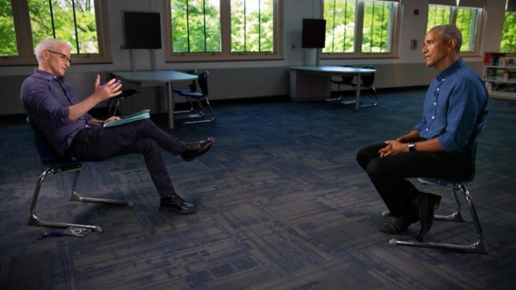 El expresidente Brack Obama entrevistado por Anderson Cooper. Foto: CNN.