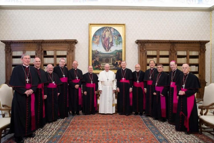 El Papa Francisco con algunos de los obispos estadounidenses en el Vaticano. Foto: Conferencia de Obispos de EEUU. / Archivo.