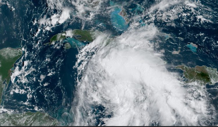 Imagen de satélite de la depresión tropical No. 9 de la temporada ciclónica. Foto: NOAA NWS national Hurricane Center/Facebook.