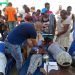 Miembros de la brigada médica cubana en Haití atienden a lesionados por el terremoto de magnitud 7,2 ocurrido en el país caribeño el 14 de agosto de 2021. Foto: Brigada médica cubana en Haití vía Centro de Prensa Internacional (CPI) de Cuba.