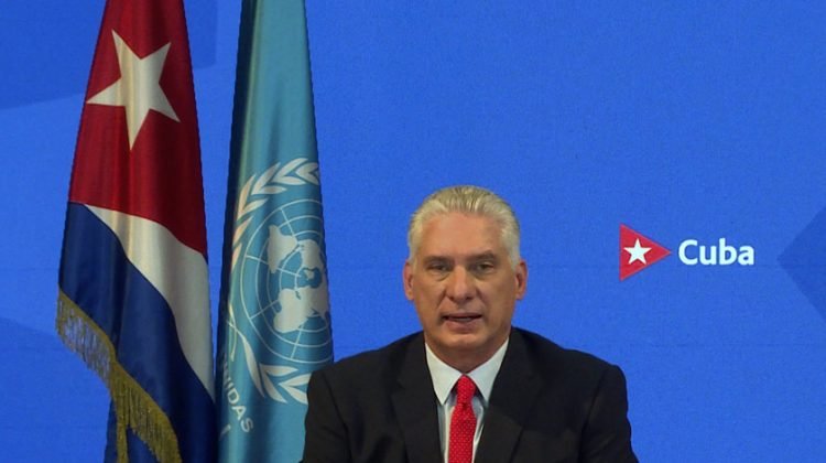 El presidente cubano Miguel Díaz-Canel en su intervención ante la Asamblea General de la ONU, el 23 de septiembre de 2021. Foto: Agencia Cubana de Noticias.