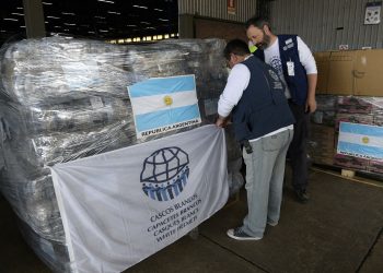Imagen de archivo de un donativo preparado por los Cascos Blancos de Argentina. Foto: sputniknews.com / Archivo.