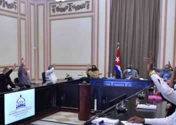 Aprobación de una norma por el Consejo de Estado de Cuba, durante una sesión el 8 de diciembre de 2021. Foto: parlamentocubano.gob.cu