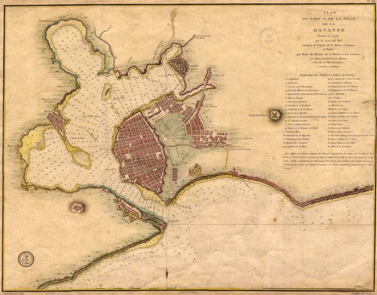 Plan du port et de la Ville de la Havannne, 1798, José del Río.