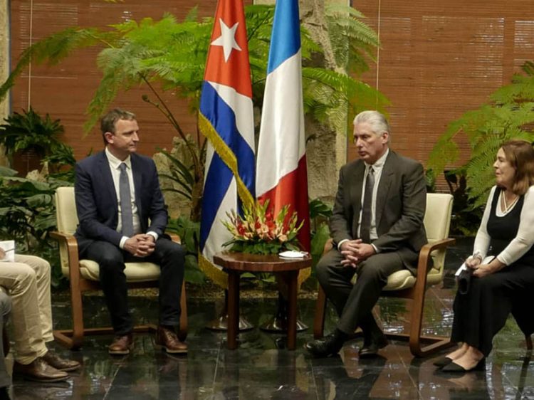 Encuentro entre el presidente de Cuba, Miguel Díaz-Canel, y diputados de Francia, en La Habana. Foto: Agencia Cubana de Noticias (ACN).