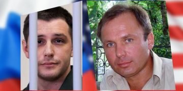 El estadounidense Trevor Reed, a la izquierda, y el ruso Konstantin Yaroshenko, prisioneros intercambiados por sus respectivos gobiernos. Montaje: TV Azteca.