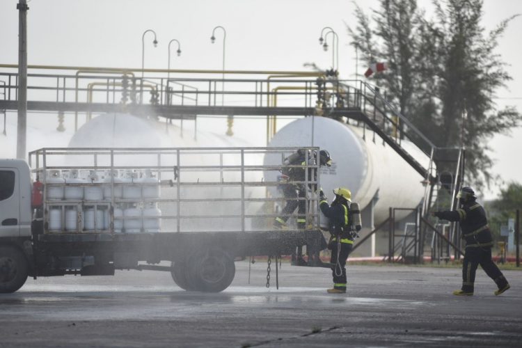 Acciones previstas para un posible derrame de hidrocarburos o escape de gas, en el Meteoro 2022. Foto: ACN.