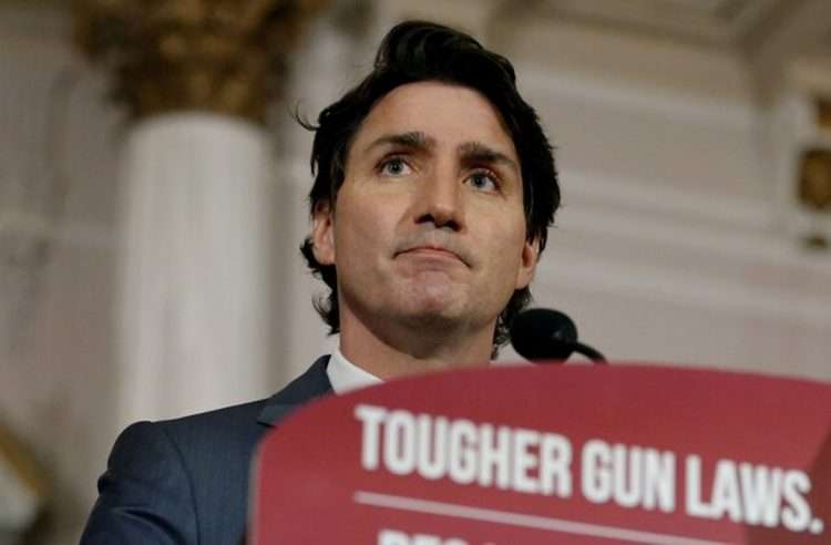 El primer ministro canadiense, Justin Trudeau, durante una rueda de prensa. Foto: AP.