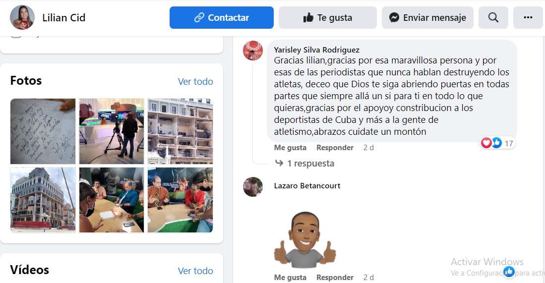 Captura de pantalla del comentario de Yarisley Silva en el post de la periodista Lilian Cid que anuncia el retiro de la estelar pertiguista cubana.
