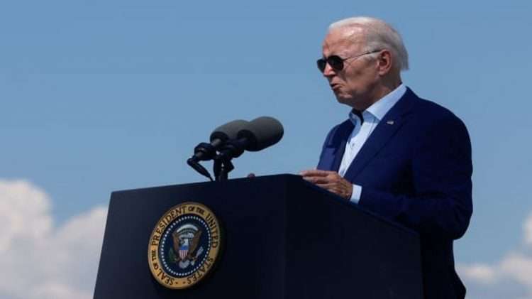 El presidente Biden, pronuncia un discurso sobre el cambio climático ya la ola de calor en Somerset, Massachusetts. Foto: Jonathan Ernst / Reuters.