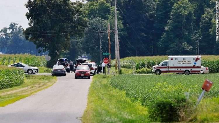 El área rural de Ohio donde el sospechoso fue aniquilado por las autoridades. Foto: Nick Graham/Dayton Daily News/ AP.