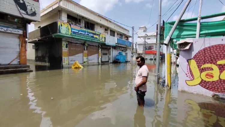 Lluvias e inundaciones en Pakistán. Foto: Democracy Now.