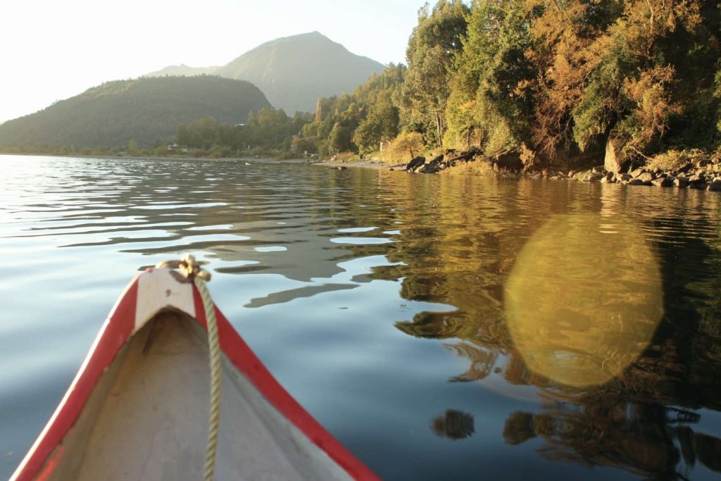 Sailing in a canoe on Lake Ranco, Los Ríos, Chile. Photo: courtesy of the interviewee.