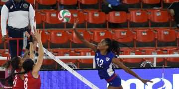 Acción del partido de voleibol femenino entre Cuba y Puerto Rico en la II Copa Panamericana Final Six, con sede en Santo Domingo, República Dominicana. Foto: norceca.net