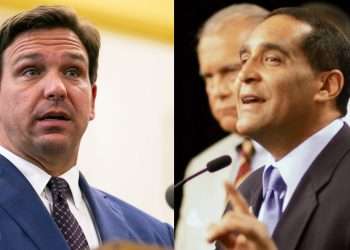 El gobernador Ron DeSantis (izquierda) y el ex comisionado Joe Martínez (derecha). | Montaje: Miami Herald.