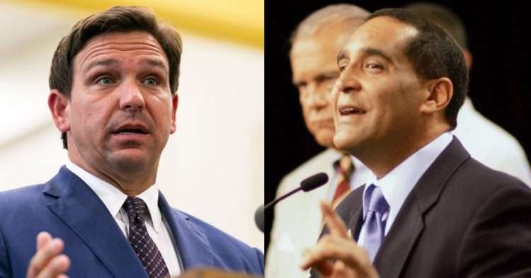 El gobernador Ron DeSantis (izquierda) y el ex comisionado Joe Martínez (derecha). | Montaje: Miami Herald.