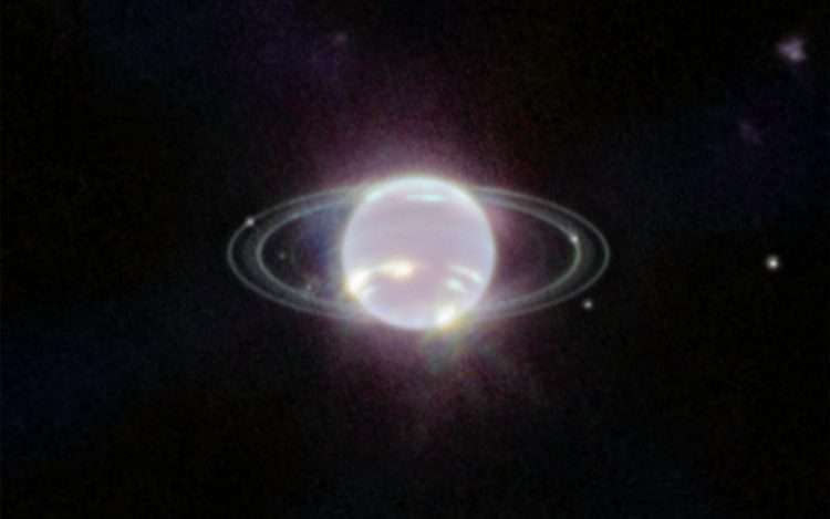 Neptuno ysus anillos, fotografiados por el Telescopio Espacial James Webb. Foto: NASA.
