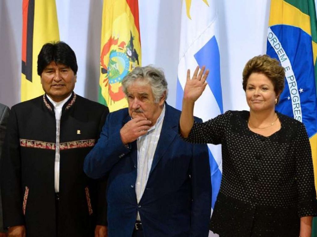 De izquierda a derecha, los expresidentes Evo Morales (Bolivia), José Mujica (Uruguay) y Dilma Rousseff (Brasil). Foto: CNN / Archivo.