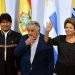 De izquierda a derecha, los expresidentes Evo Morales (Bolivia), José Mujica (Uruguay) y Dilma Rousseff (Brasil). Foto: CNN / Archivo.