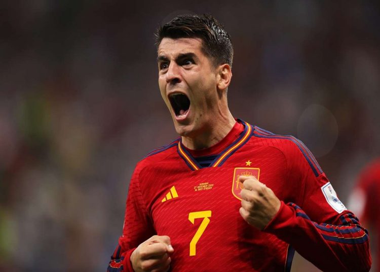 Álvaro Morata entró de cambio y anotó el único gol de España en el duelo contra Alemania. EFE/EPA/Friedemann Vogel.