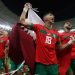 Jugadores de Marruecos celebran al final hoy, en un partido de los cuartos de final del Mundial de Fútbol Qatar 2022 entre Marruecos y Portugal en el estadio Al Zumama en Doha (Qatar). EFE/ Juan Ignacio Roncoroni