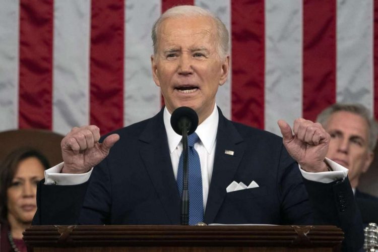 El presidente Joe Biden en su discurso del Estado de la Unión en el Capitolio, Washington, DC, el 7 de febrereo de 2023. Foto: EFE/EPA/Jacquelyn Martin.