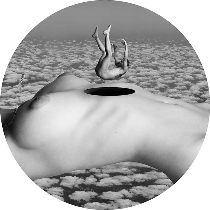 “Hombre cayendo en la profundidad del cuerpo de una mujer que flota”, 2020. Gabriel Guerra Bianchini.
