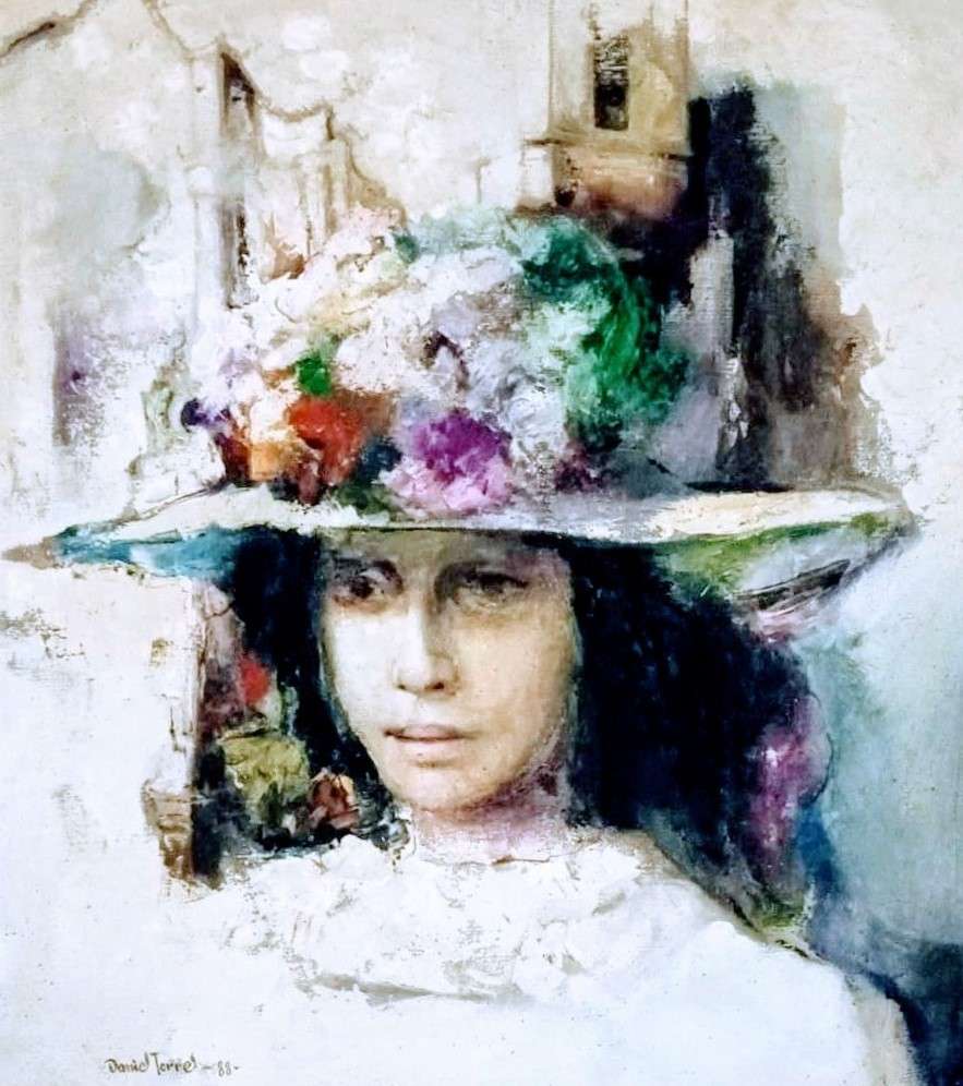 Daniel Torres Font. “Mujer con sombrero”, 1986. Óleo sobre tela, 100 x 80 cm.