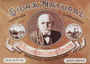 Etiqueta de Sidra Natural de Alejandro Suero Balbín. Imagen facilitada por Bárbaro Martínez Hortelano.