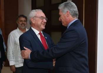 Díaz-Canel se reunió en La Habana con el subdirector general de la FAO, Mario Lubetkin. Foto: Estudios Revolución.