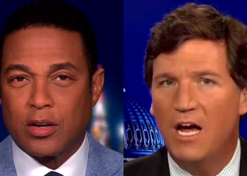 Los presentadores Don Lemon (izquierda, CNN) y Tucker Carlson (derecha, Fox News). Foto: Yahoo News.