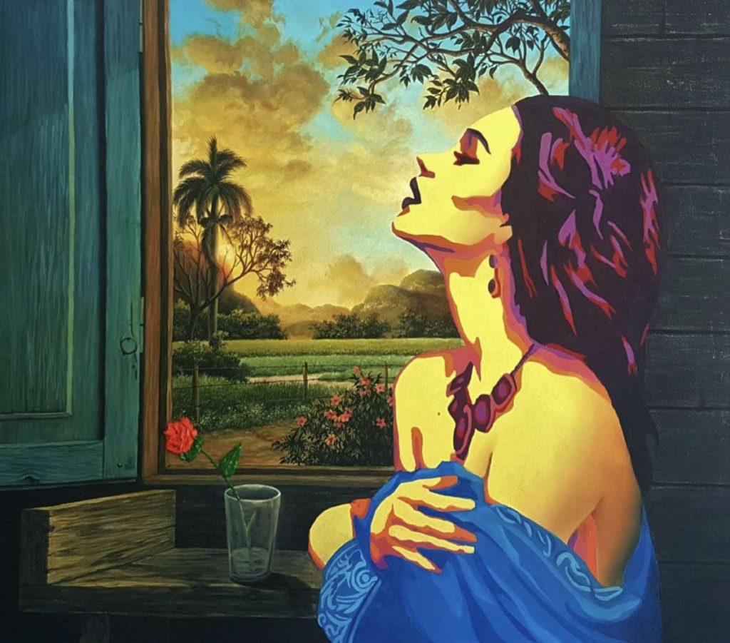 La mañana después, 2019. De la serie “Aisladas”, acrílico sobre lienzo, 120 x 100 cm.