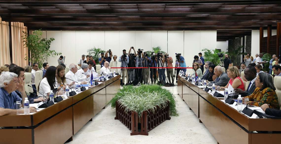 General view of the III Joint Council between the EU and Cuba, headed by Ricardo Cabrisas, Cuban Deputy Prime Minister and Minister of Foreign Trade, and the High Representative of the European Union (EU) for Foreign Affairs, Josep Borrell, in Havana.  Photo: Ernesto Mastrascusa / EFE.