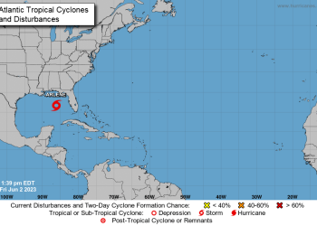 Tormenta tropical Arlene. Imagen: Centro Nacional de Huracanes de EEUU.