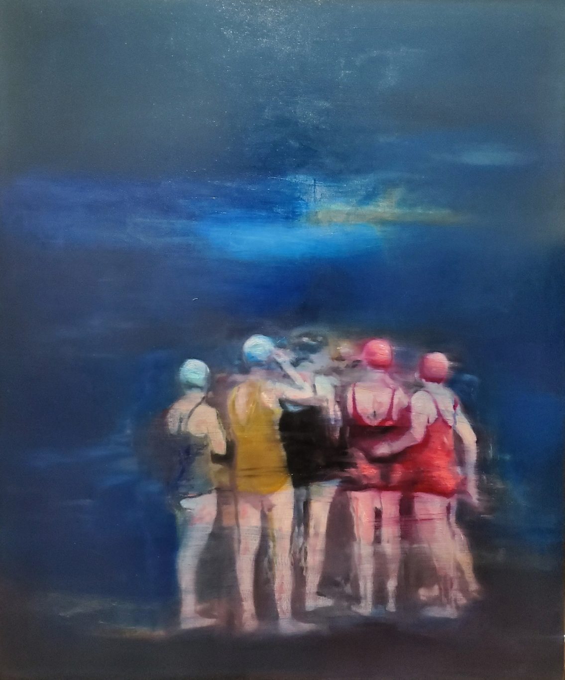 “El equipo de la otra orilla”, 2022. Óleo sobre lienzo, 120 x 100 cm.
