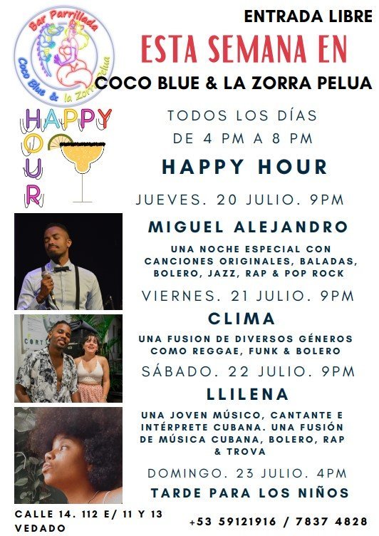 programación Coco Blue & La Zorra Pelua semana julio 1